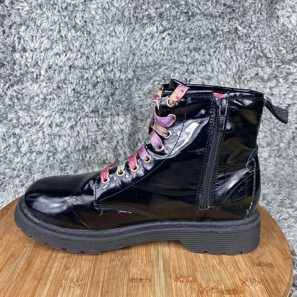 Skechers Lil Scouts Hiking Boots Size 5 Lace Up Zipper Synthetic Black